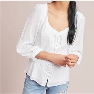 Anthropologie Lisette lace up  blouse